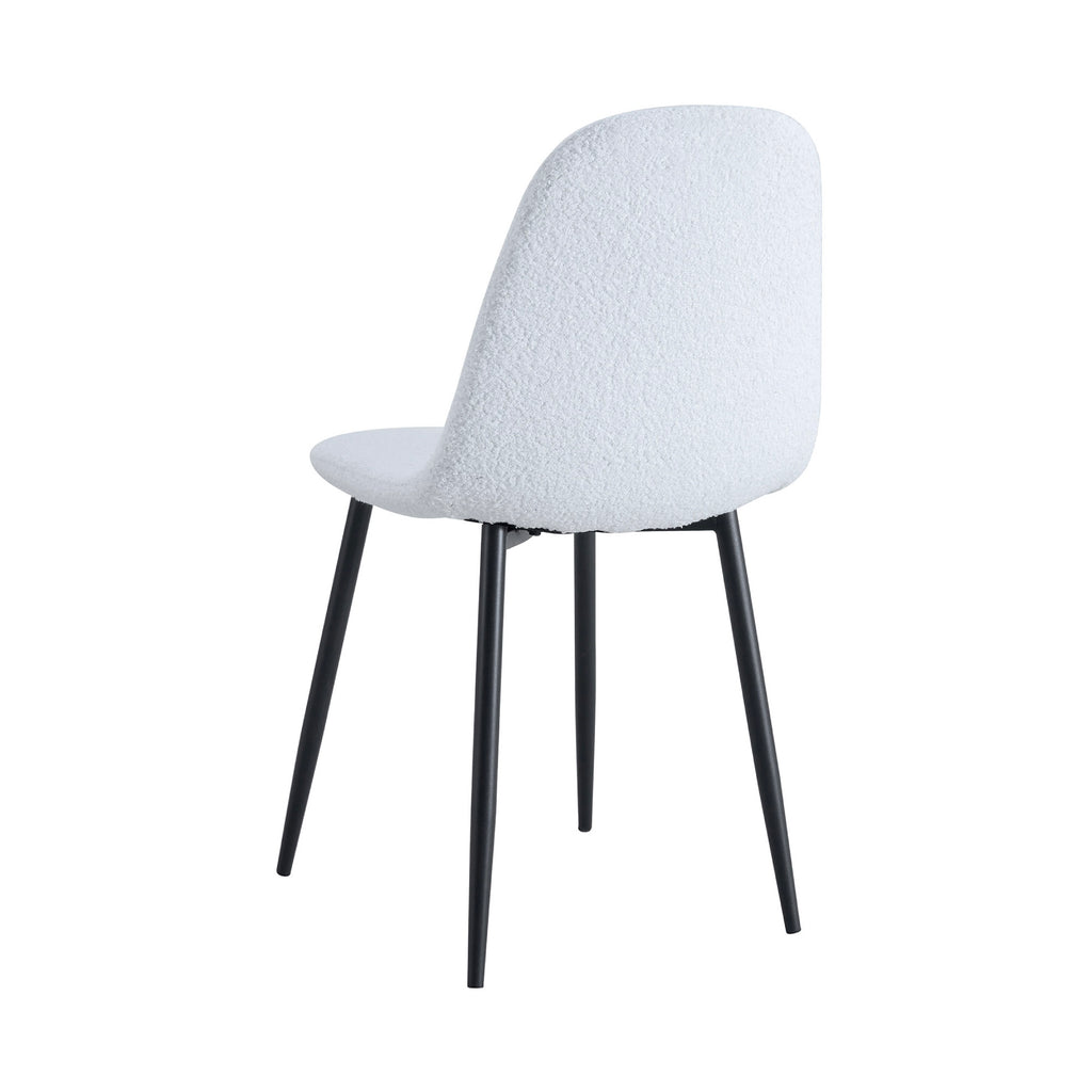 Set Of 4 Bouclette Fabric Chairs - White