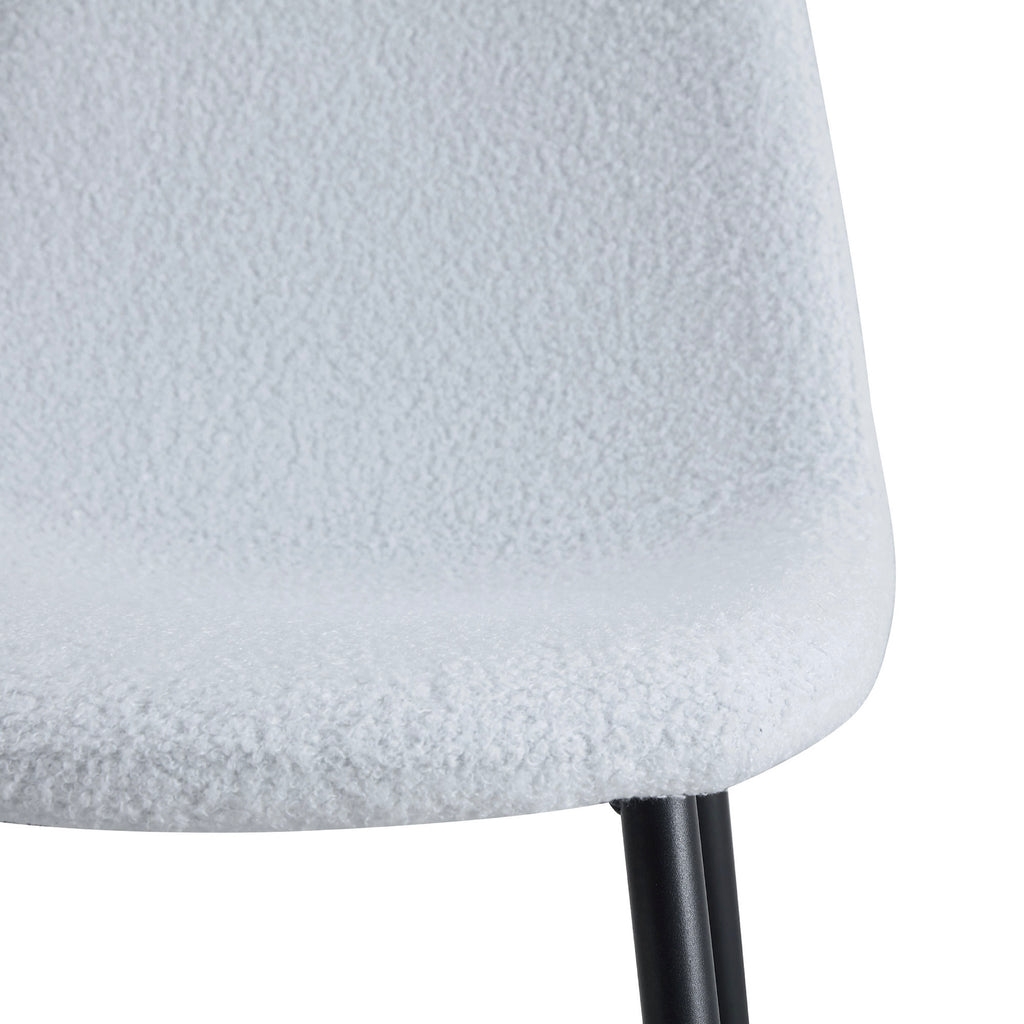 Set Of 4 Bouclette Fabric Chairs - White
