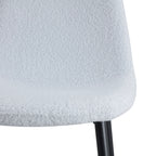 Set Of 4 Bouclette Fabric Chairs - White