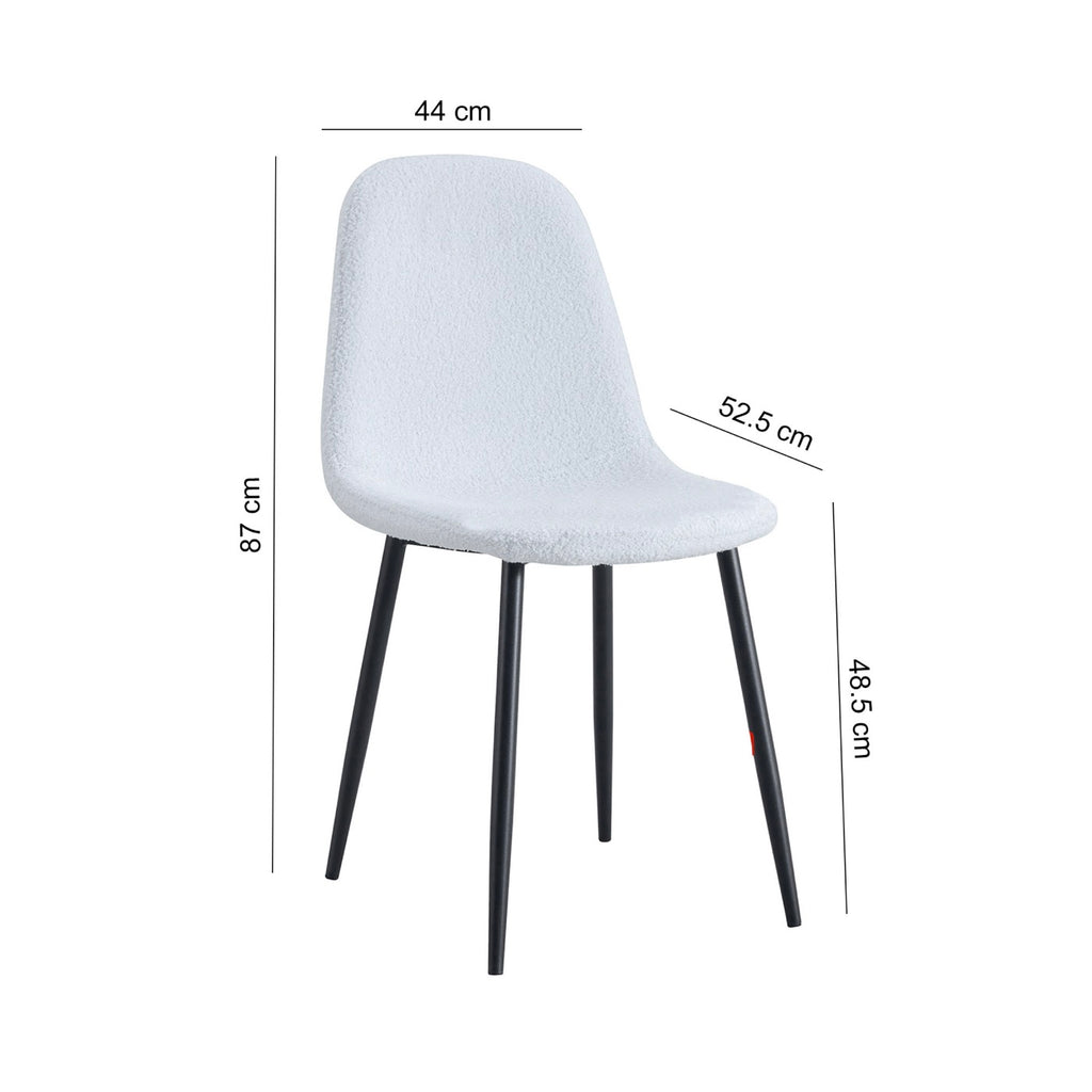 Set Of 4 Bouclette Fabric Chairs - White
