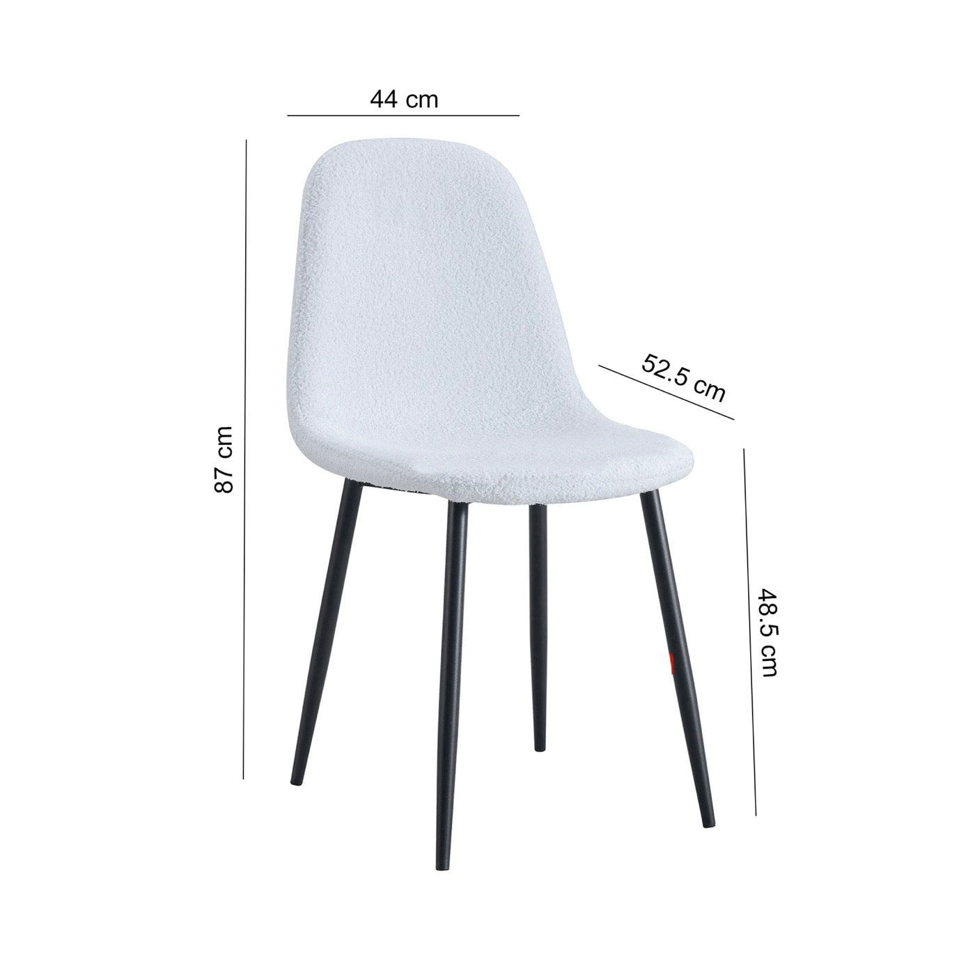 Set Of 4 Bouclette Fabric Chairs - White