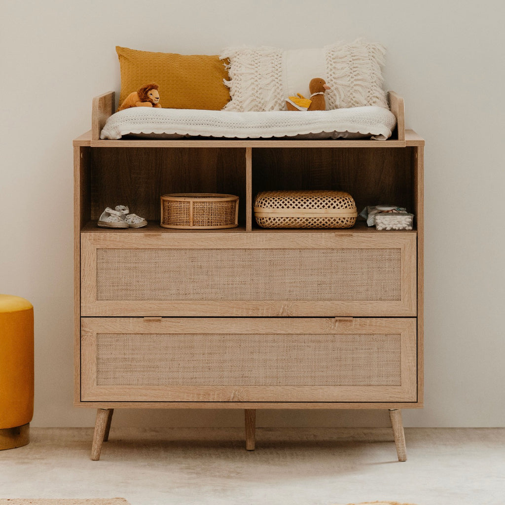 Kessi - Commode À Langer Avec Cannage - Naturel