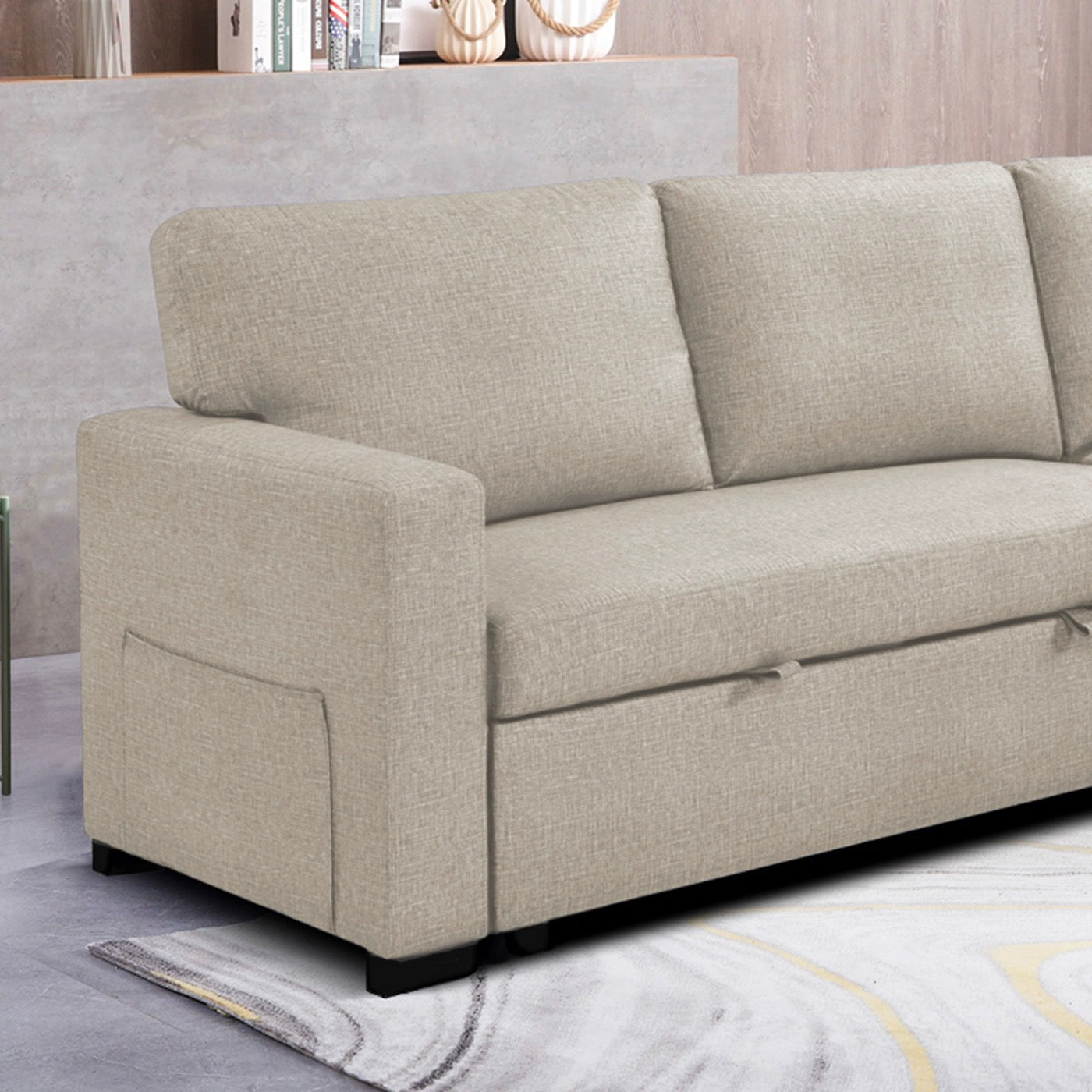 Cozy - Reversible and Convertible Fabric Corner Sofa - Beige