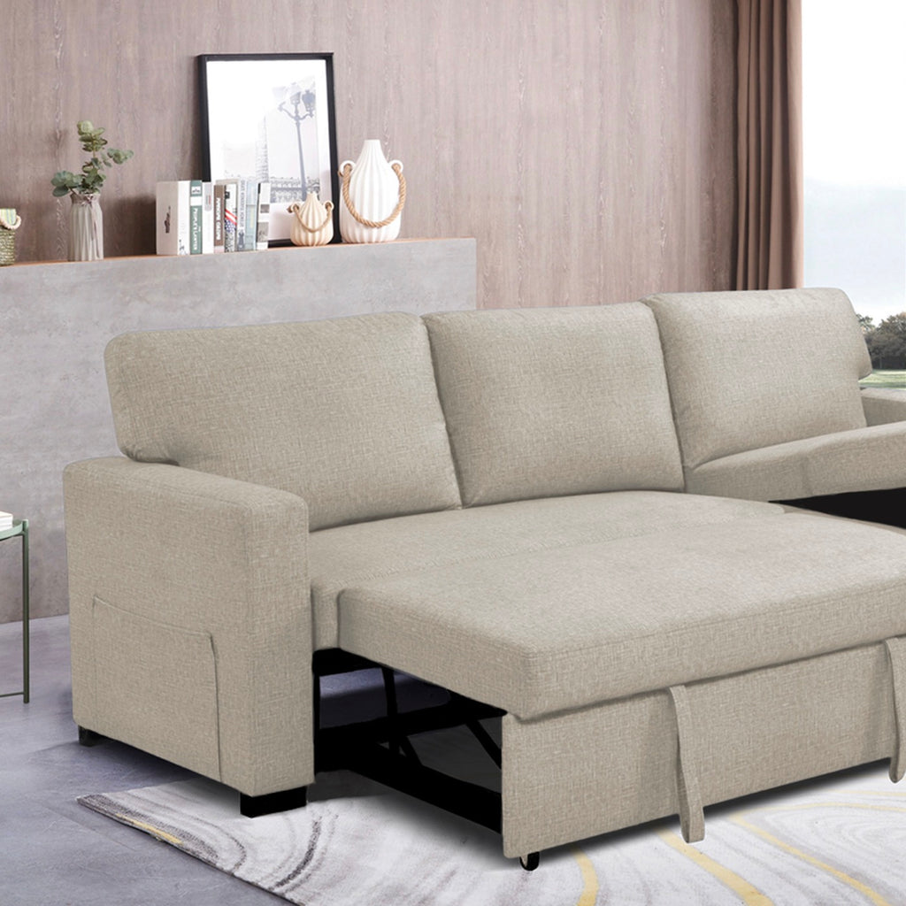 Cozy - Reversible and Convertible Fabric Corner Sofa - Beige
