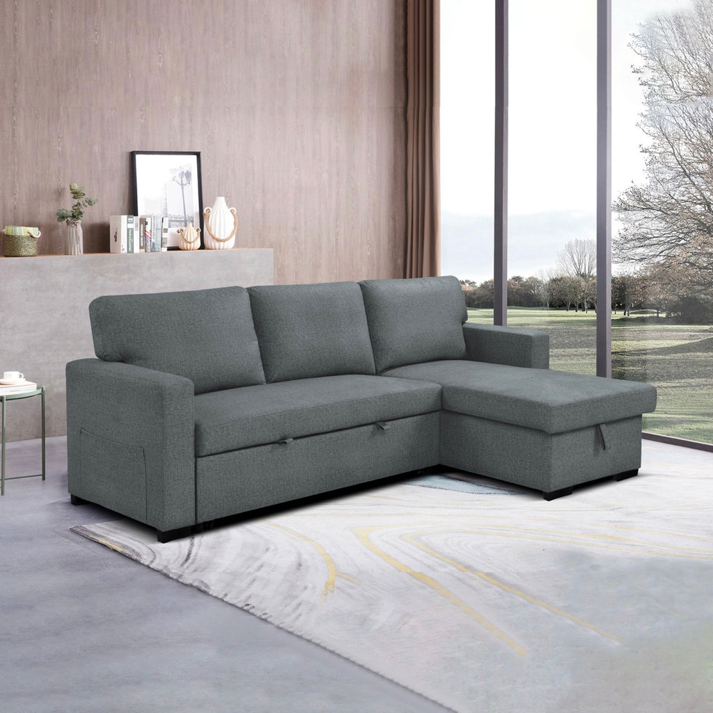Cozy - Reversible and Convertible Fabric Corner Sofa - Light Gray