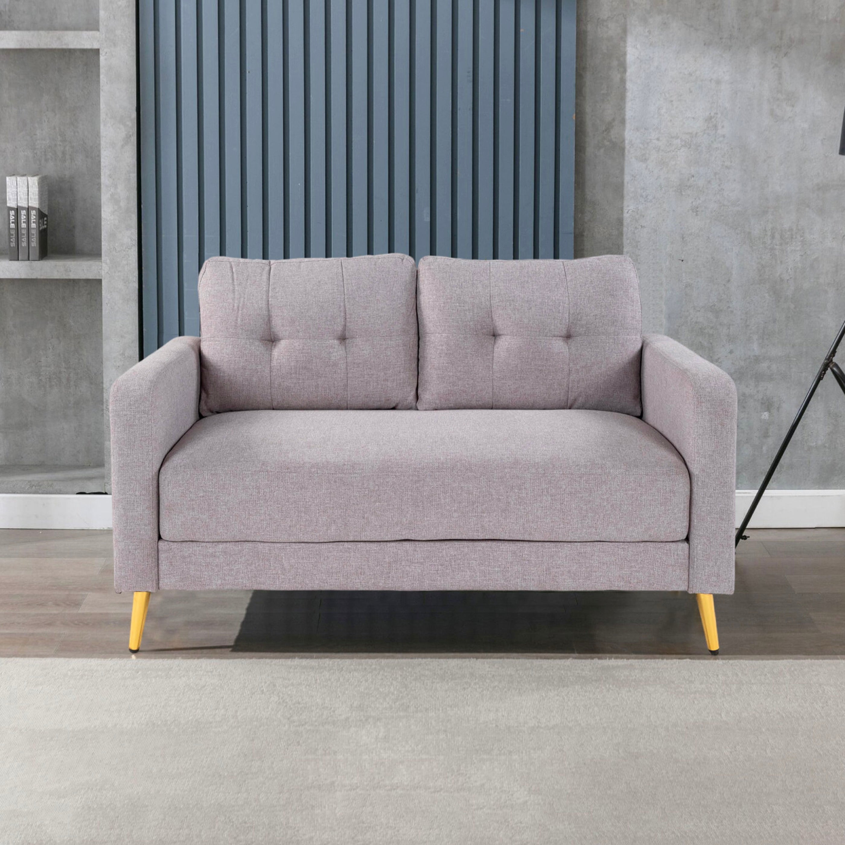 Glimar - 2-Seater Fixed Microfiber Sofa - Light Gray