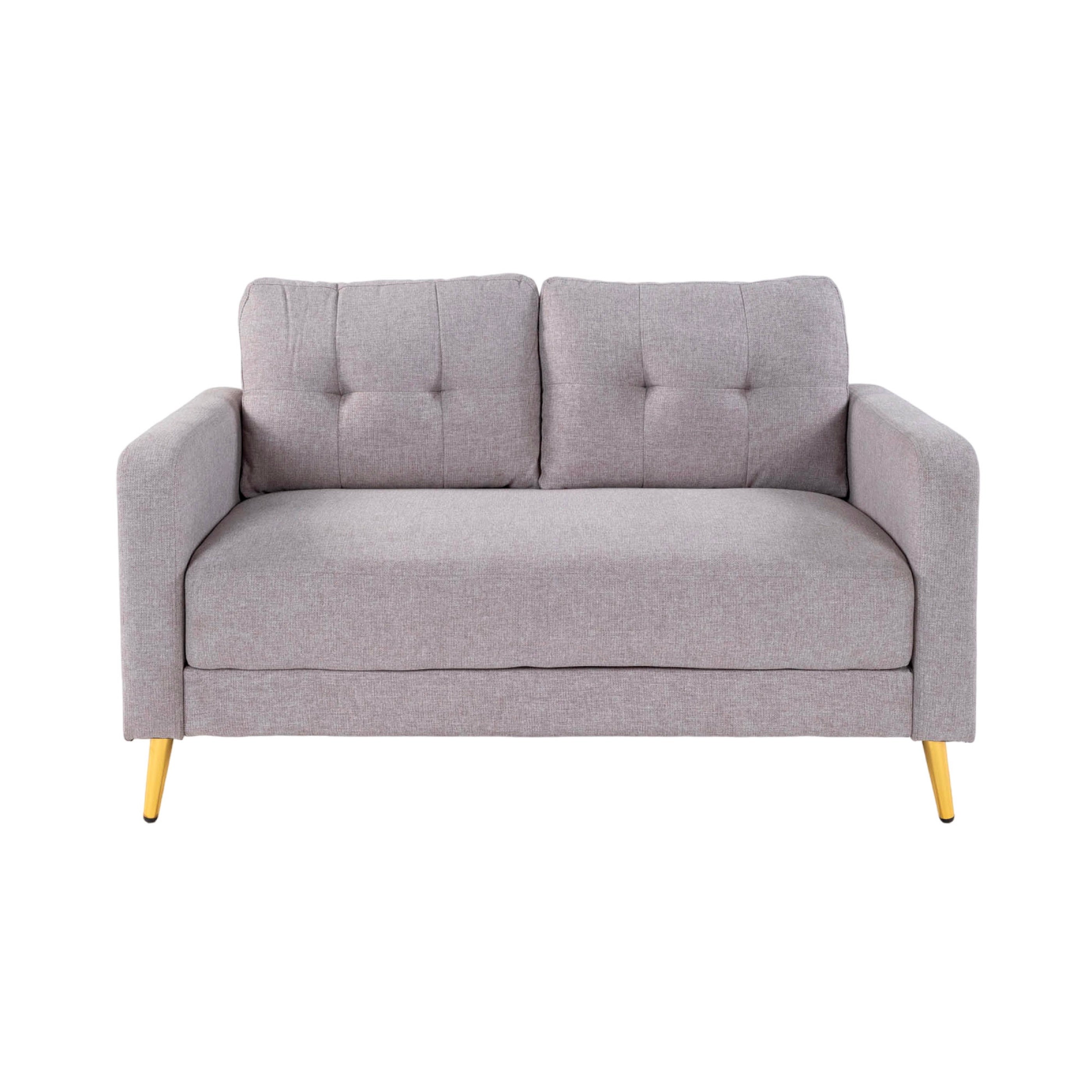 Glimar - 2-Seater Fixed Microfiber Sofa - Light Gray