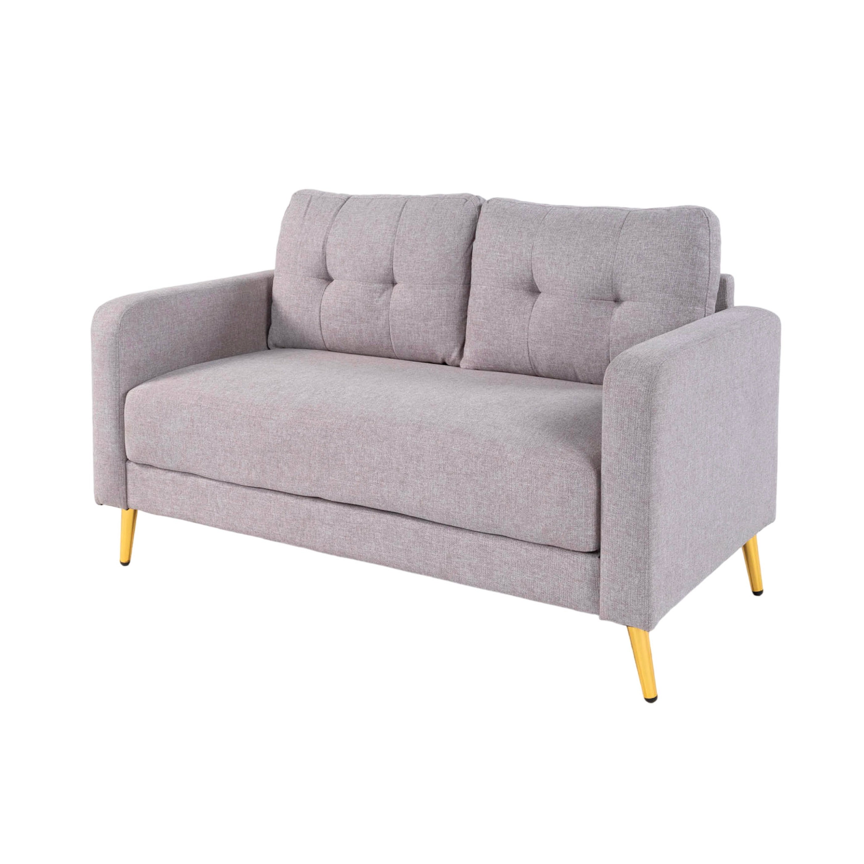 Glimar - 2-Seater Fixed Microfiber Sofa - Light Gray