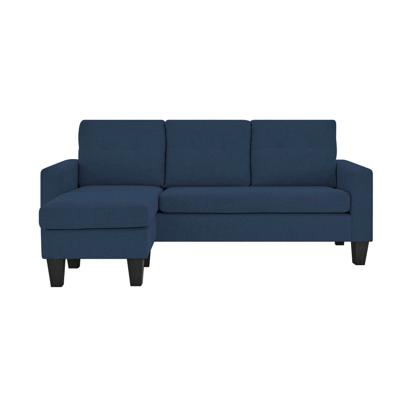 Lumina - Canapé D'Angle Réversible Avec Pouf En Microfibre - Bleu