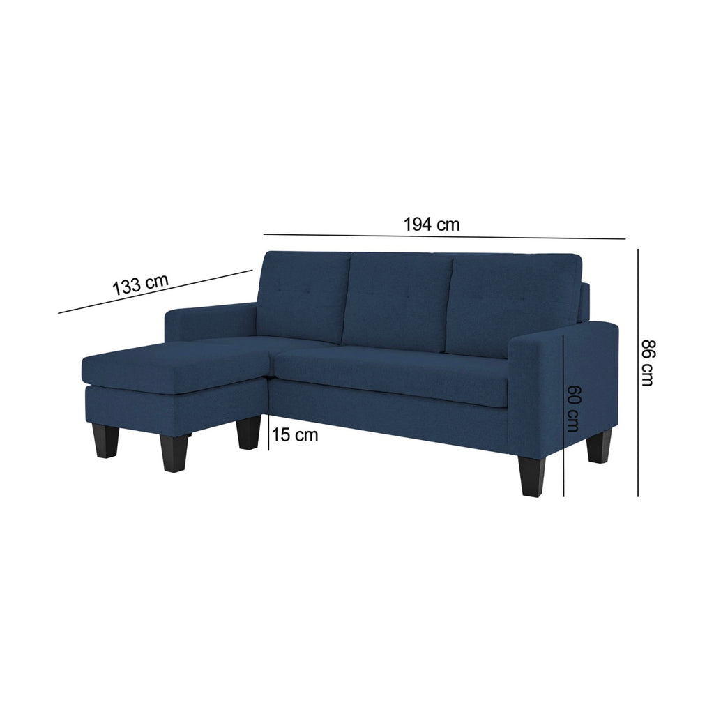 Lumina - Canapé D'Angle Réversible Avec Pouf En Microfibre - Bleu