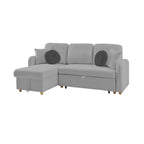 Siveco - Canapé D'Angle À Gauche Convertible Tissu Blouclette - Gris