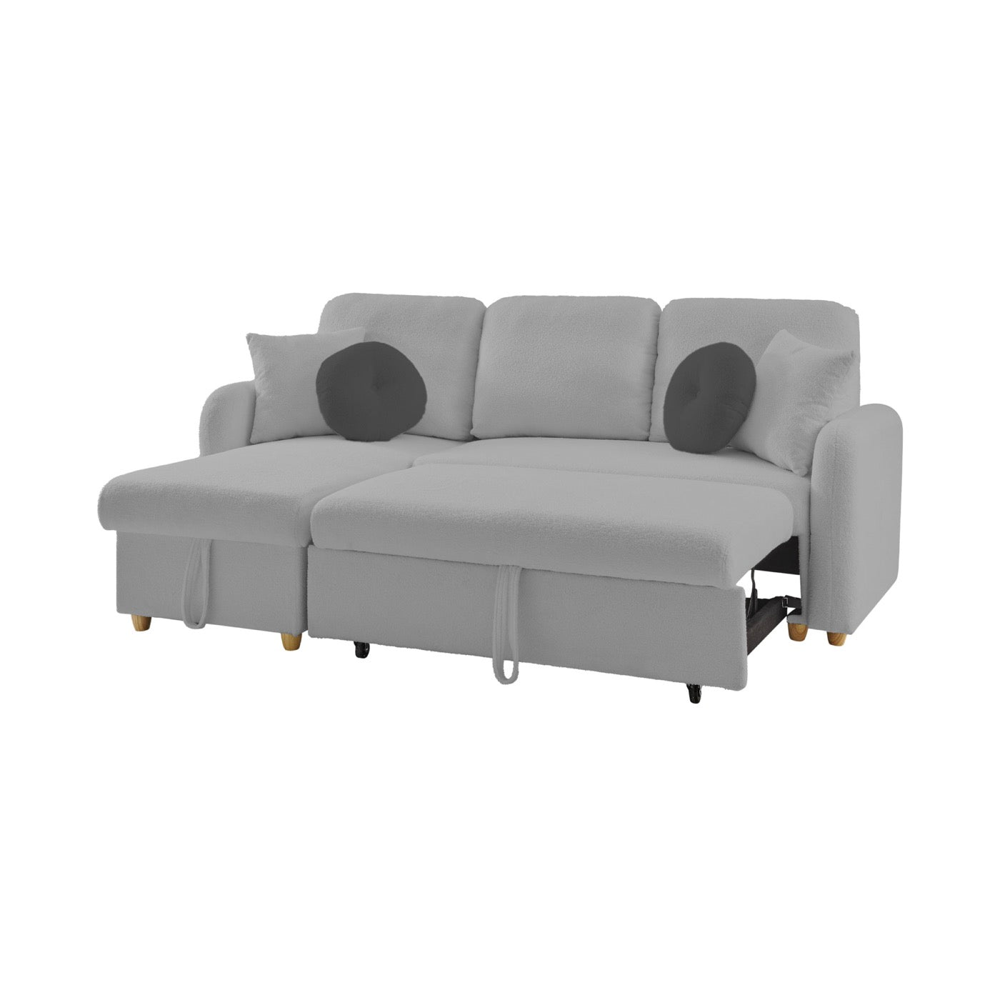 Siveco - Canapé D'Angle À Gauche Convertible Tissu Blouclette - Gris