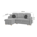Siveco - Canapé D'Angle À Gauche Convertible Tissu Blouclette - Gris
