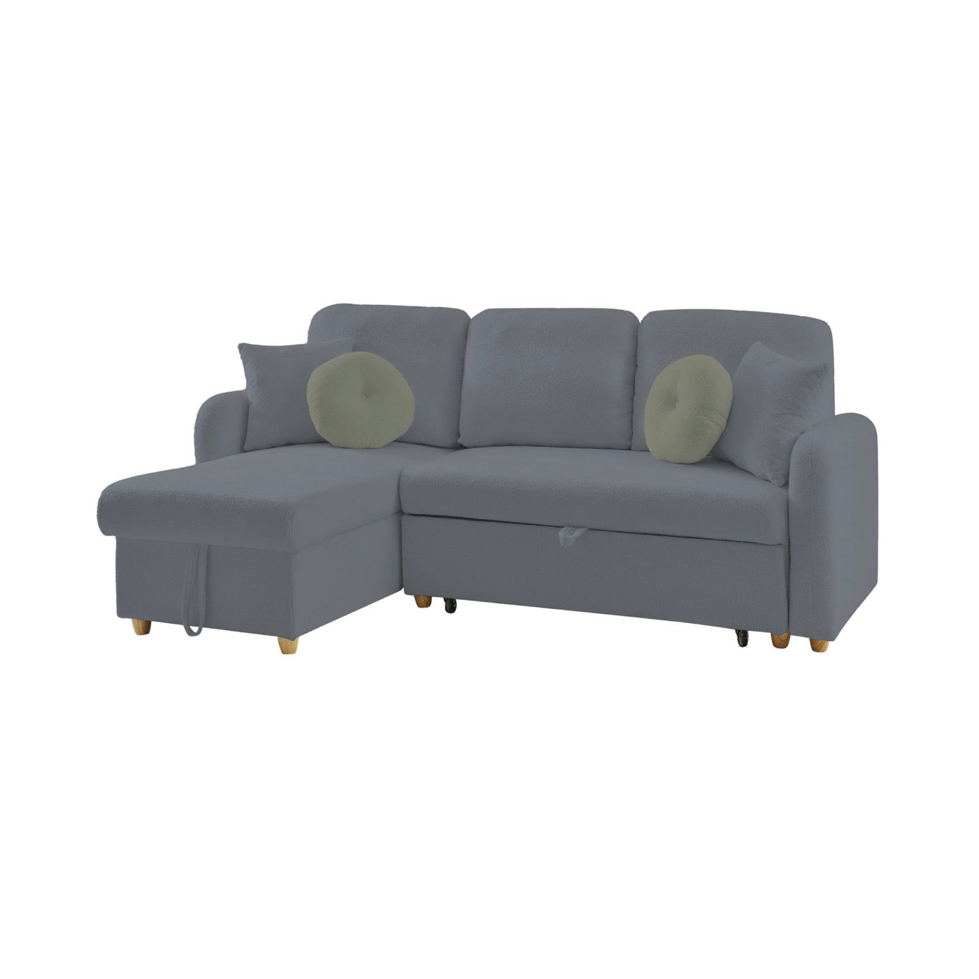 Siveco - Convertible Left Corner Sofa Bouclette Fabric - Anthracite