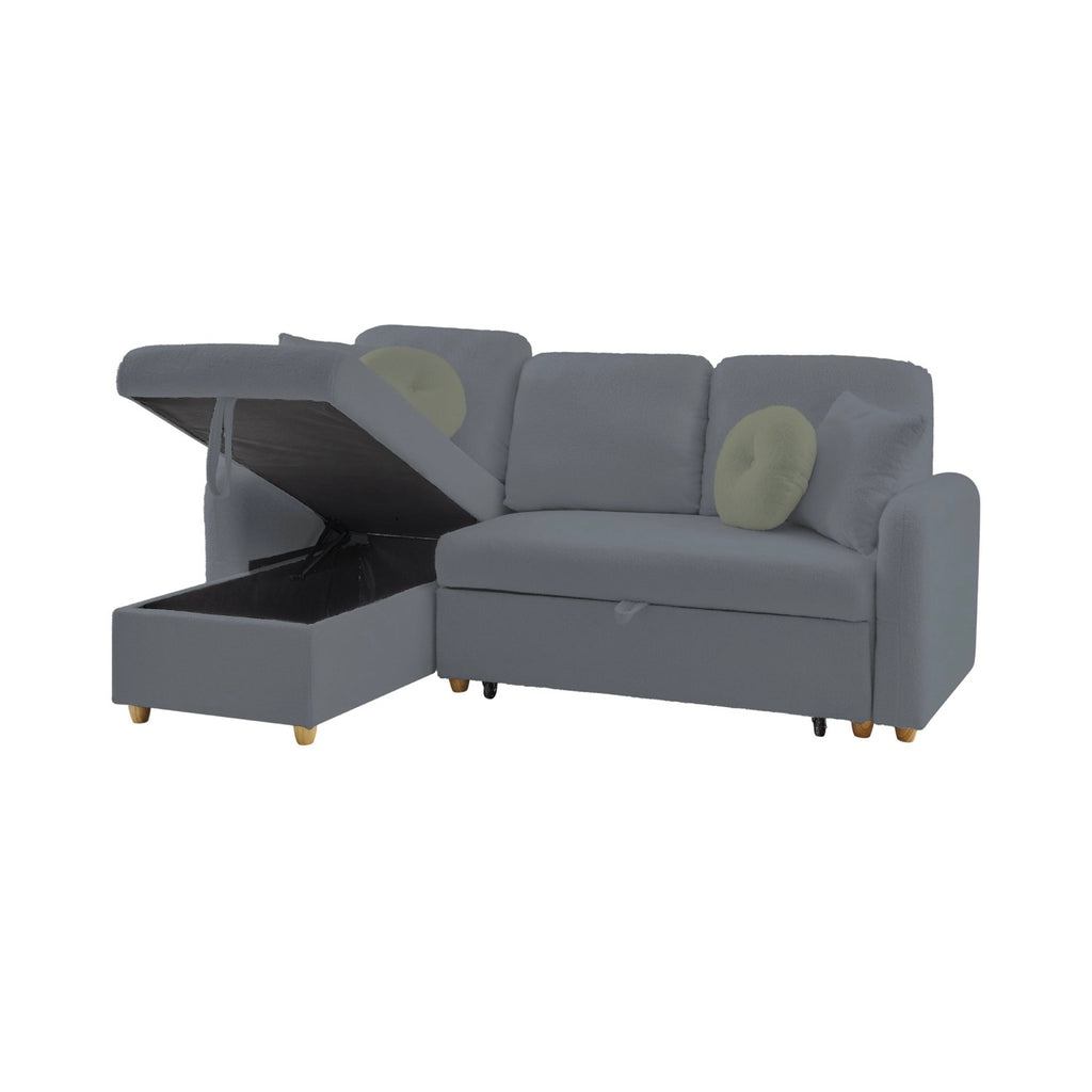 Siveco - Convertible Left Corner Sofa Bouclette Fabric - Anthracite
