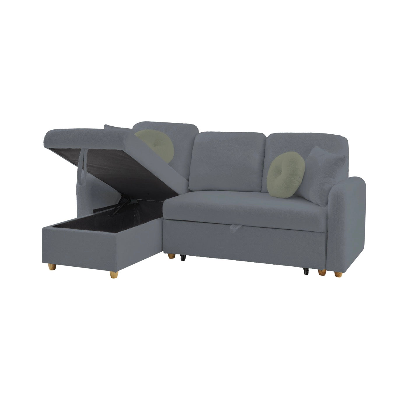 Siveco - Convertible Left Corner Sofa Bouclette Fabric - Anthracite