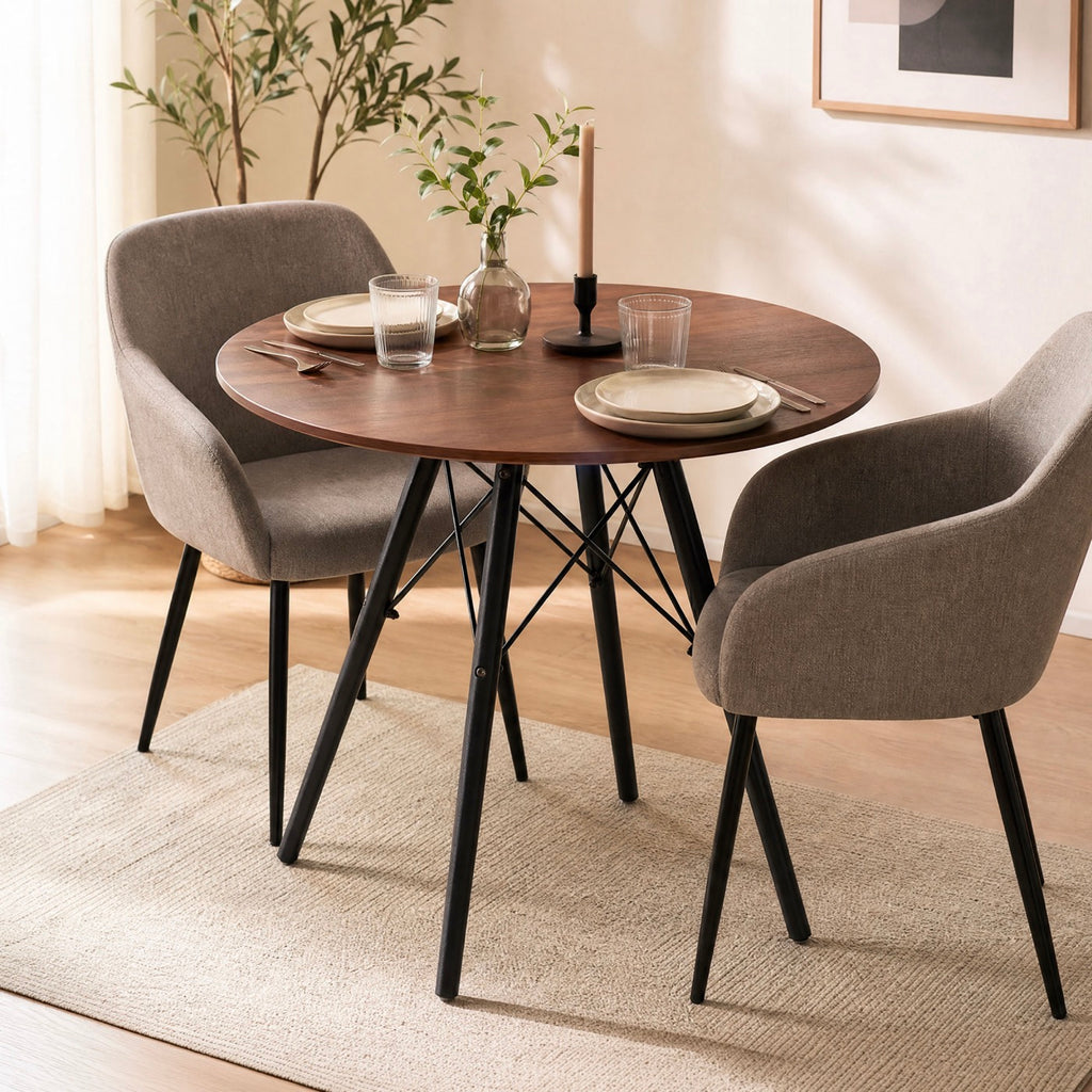Scandi - Scandinavian Round Dining Table - Walnut