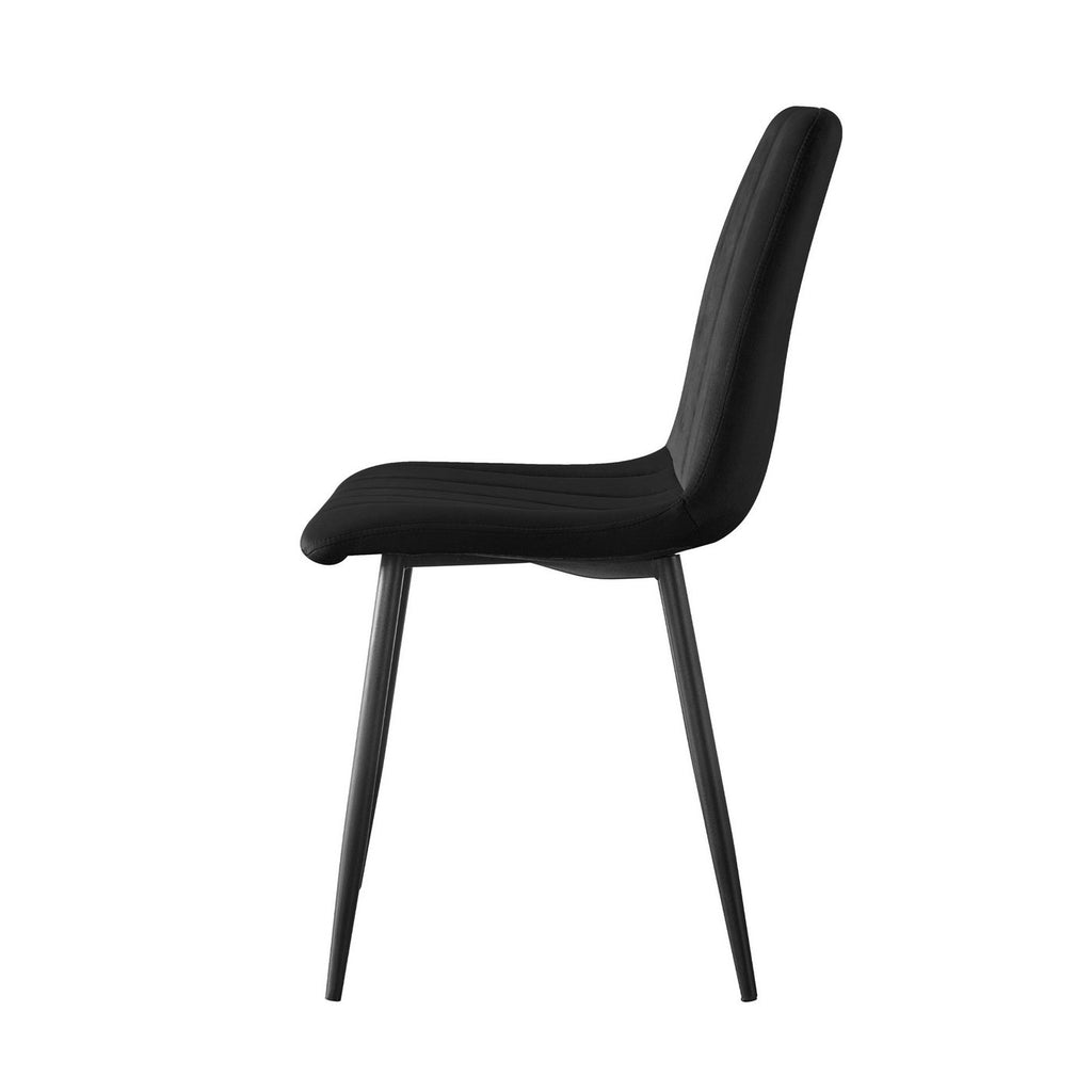 Velvet - Lot De 4 Chaises Repas - Velours - Noir