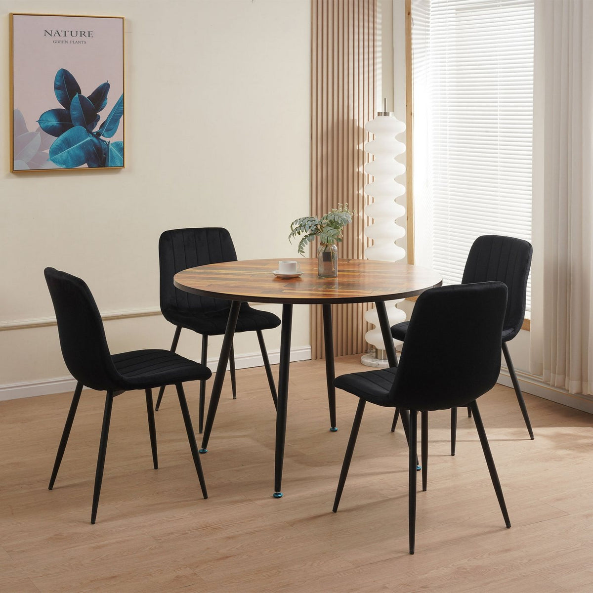 Velvet - Lot De 4 Chaises Repas - Velours - Noir
