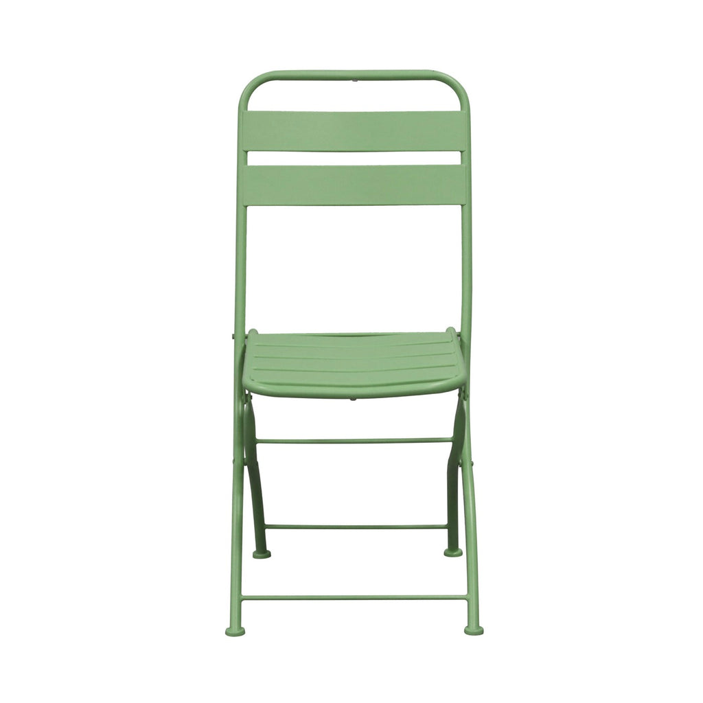 Baca - Ensemble Table + 2 Chaises De Jardin Pliable En Métal - Vert