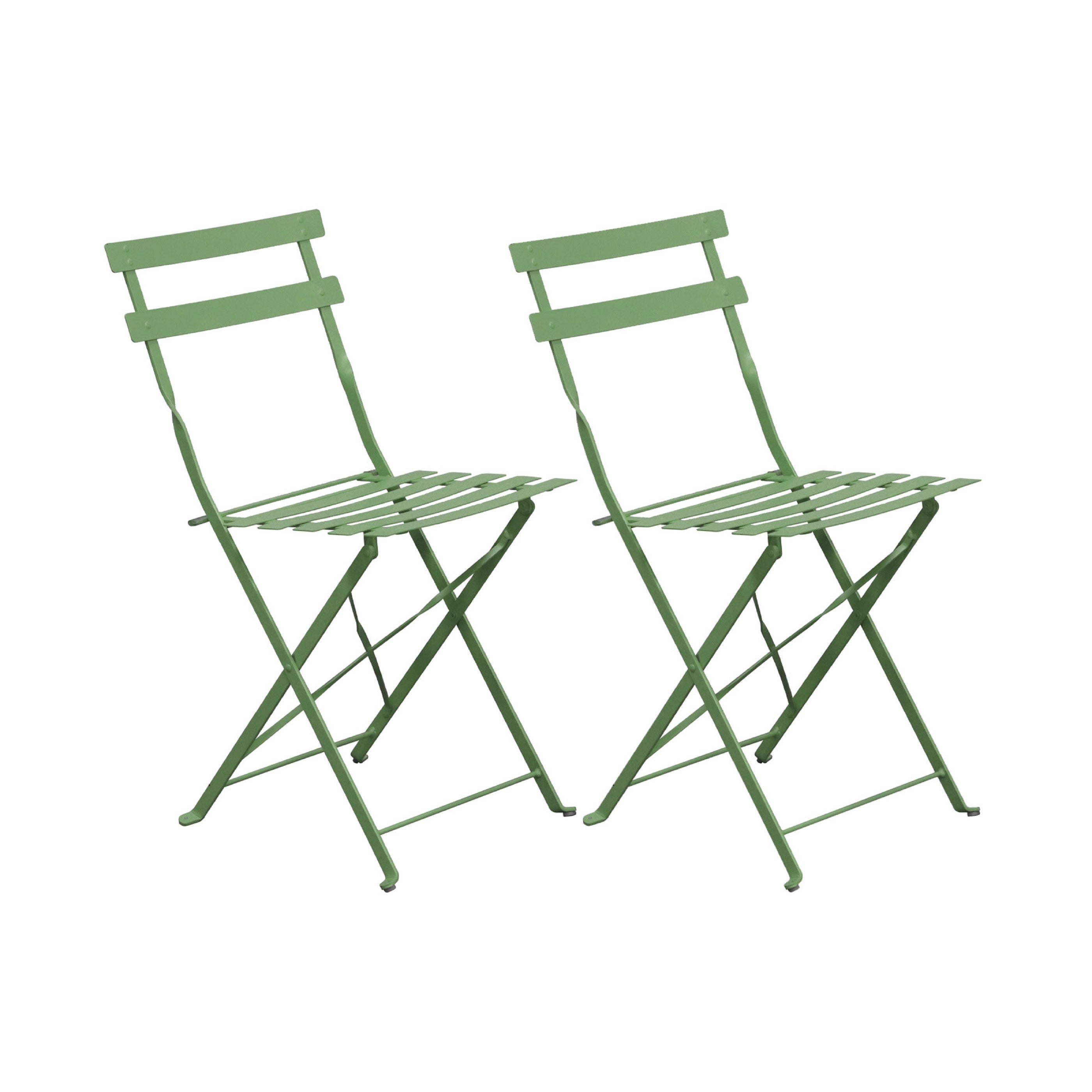 Baca - Table + 2 Metal Garden Chairs Set - Green