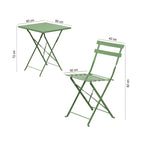 Baca - Table + 2 Metal Garden Chairs Set - Green