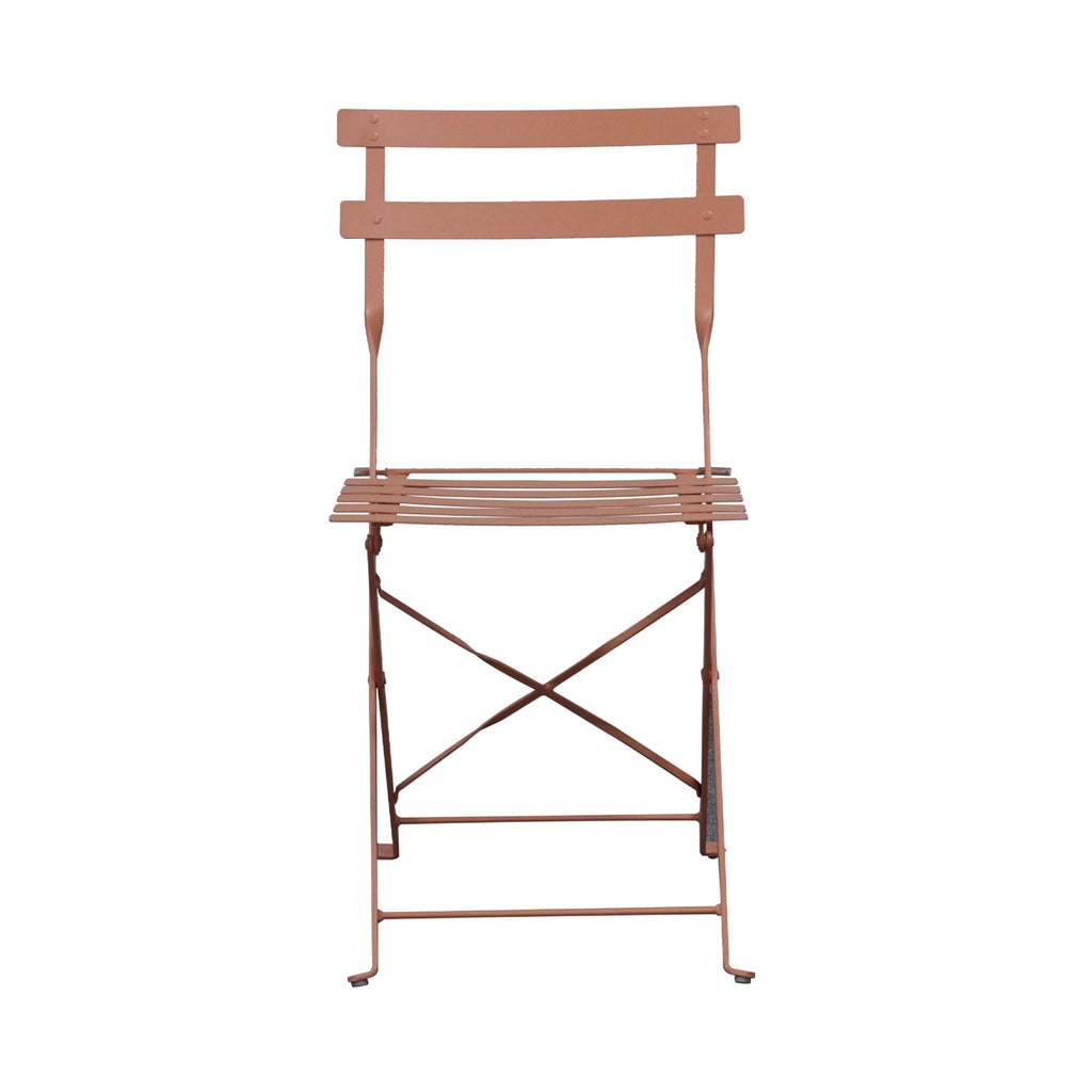 Baca - Table + 2 Metal Garden Chairs Set - Terracotta
