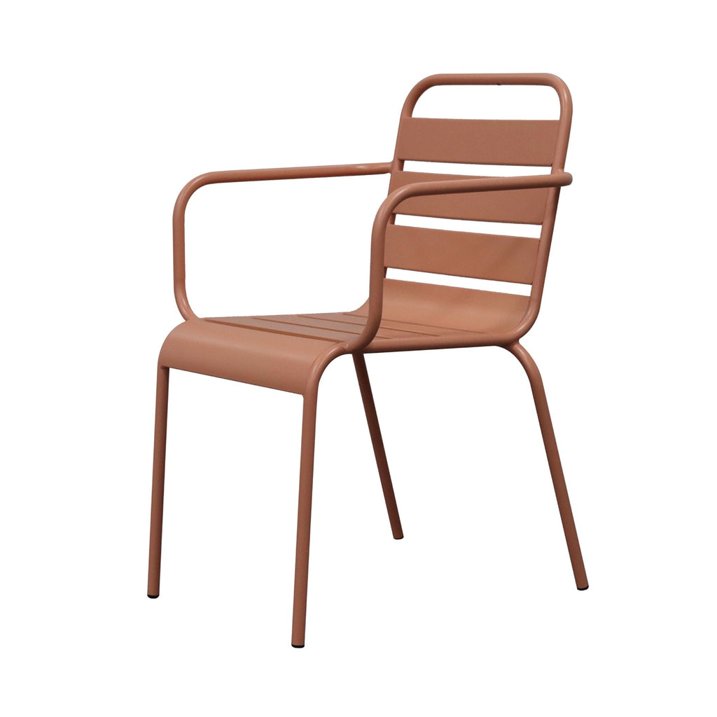 Baca - Ensemble Table De Jardin + 4 Fauteuils En Métal - Terracotta