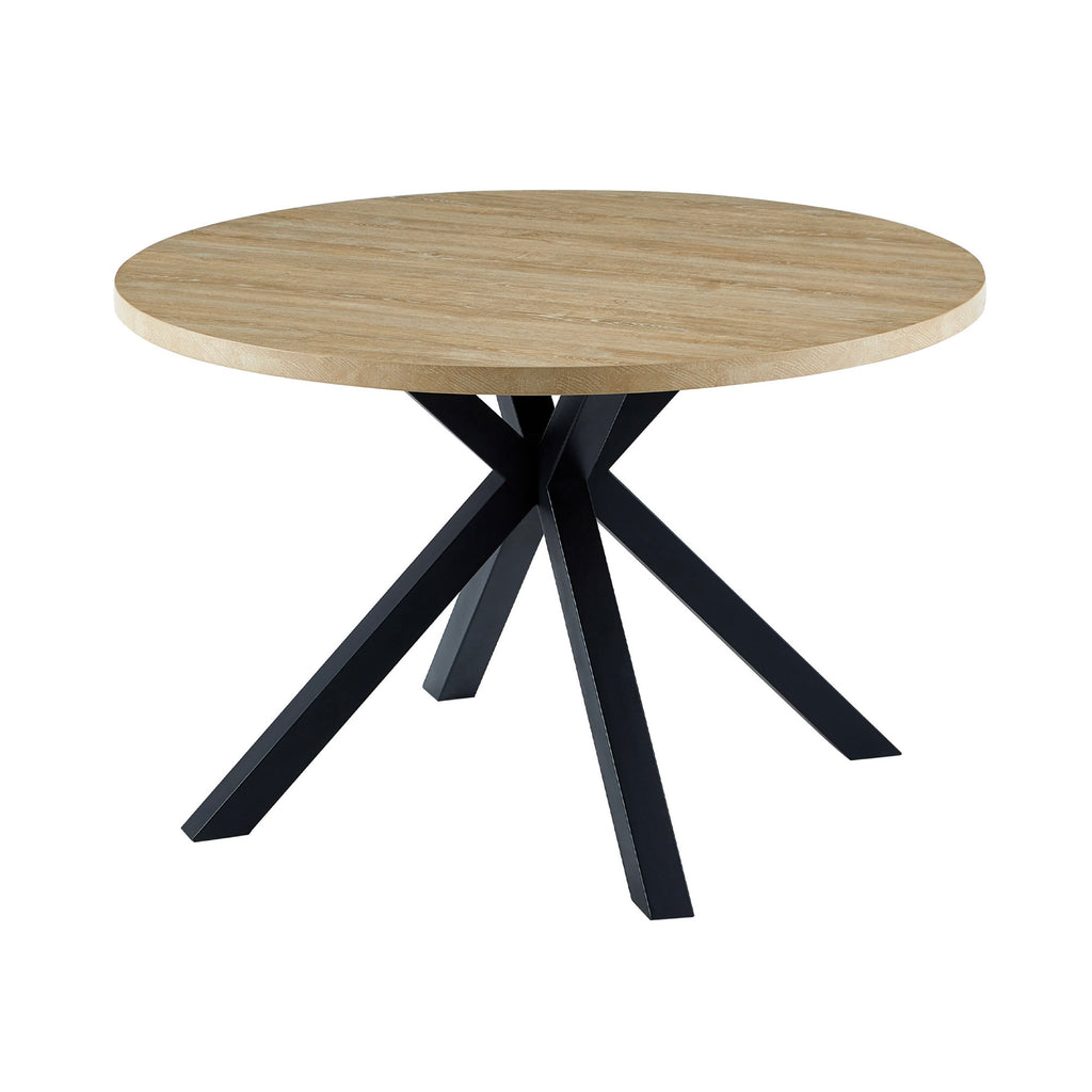 Alina - Table À Manger Ronde Et Pieds En Métal - 4 Personnes - Naturel
