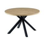 Alina - Table À Manger Ronde Et Pieds En Métal - 4 Personnes - Naturel