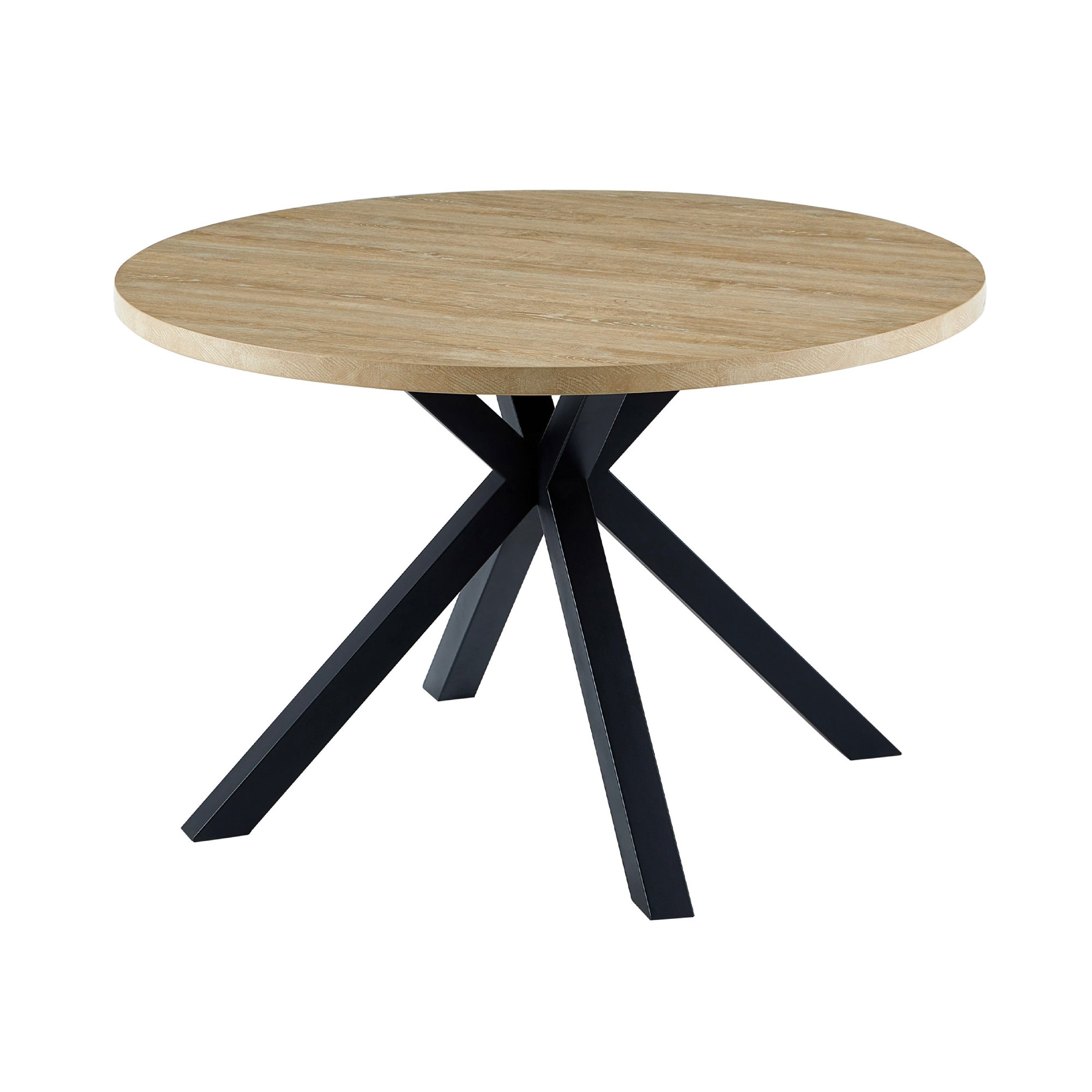 Alina - Table À Manger Ronde Et Pieds En Métal - 4 Personnes - Naturel