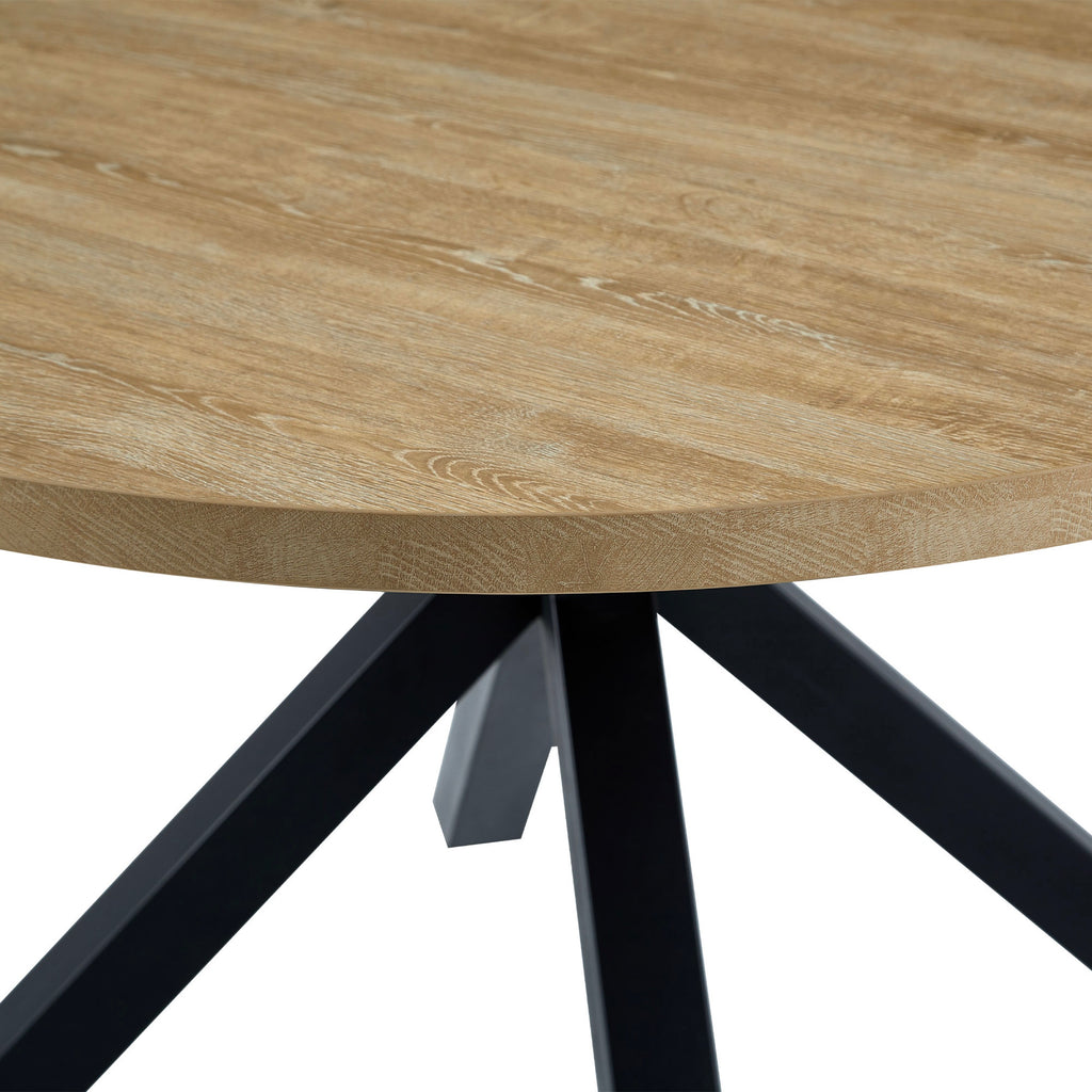 Alina - Table À Manger Ronde Et Pieds En Métal - 4 Personnes - Naturel