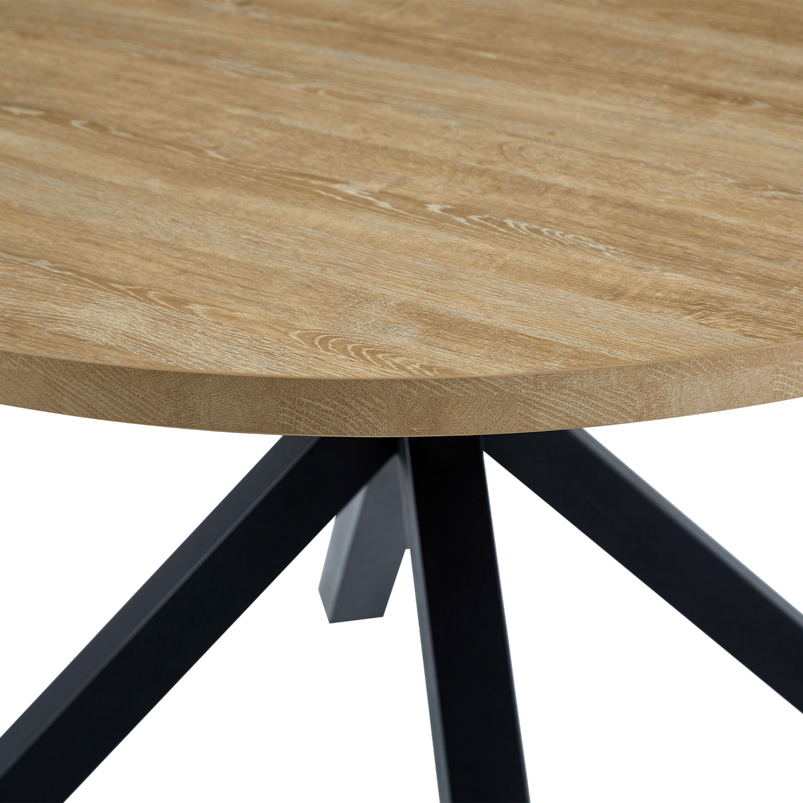 Alina - Table À Manger Ronde Et Pieds En Métal - 4 Personnes - Naturel