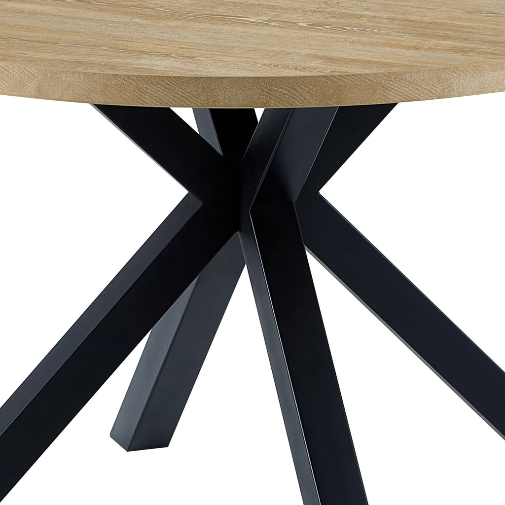 Alina - Table À Manger Ronde Et Pieds En Métal - 4 Personnes - Naturel