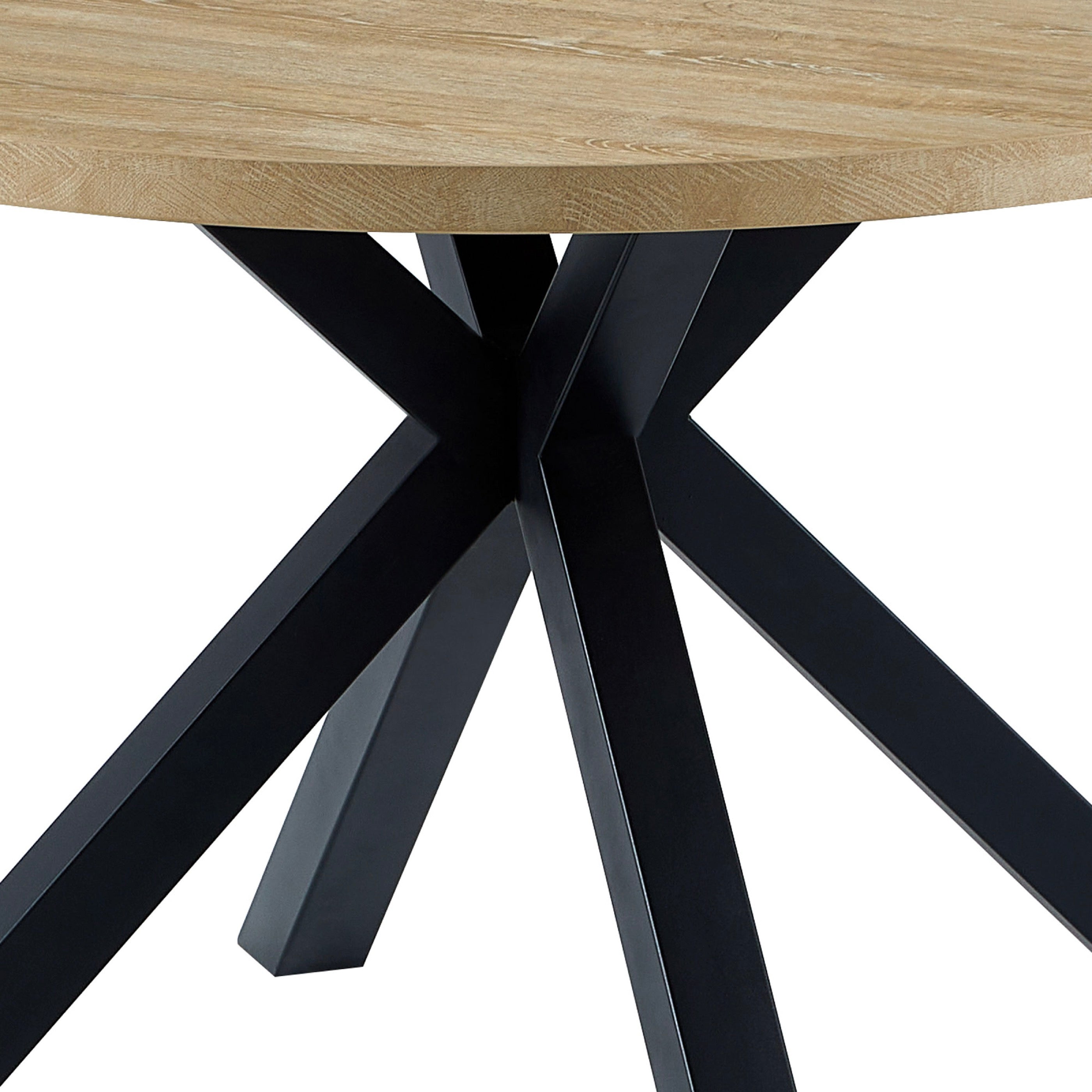 Alina - Table À Manger Ronde Et Pieds En Métal - 4 Personnes - Naturel