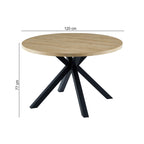 Alina - Table À Manger Ronde Et Pieds En Métal - 4 Personnes - Naturel