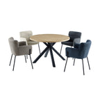 Alina - Table À Manger Ronde Et Pieds En Métal - 4 Personnes - Naturel
