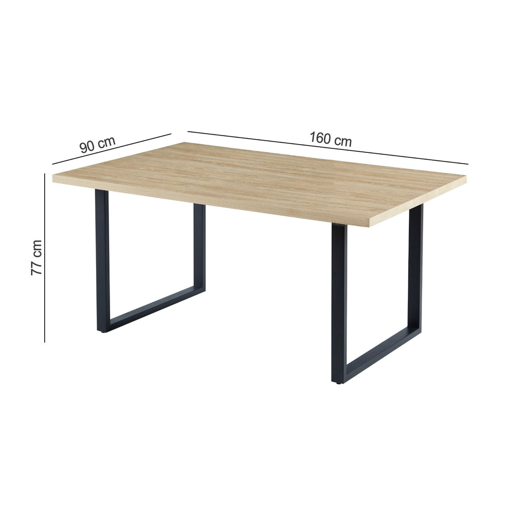 Alina - Table De Repas Et Pieds En Métal - 4 Personnes - Naturel