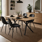 Alina - Mesa de comedor y patas cruzadas de metal - 4 personas - Natural