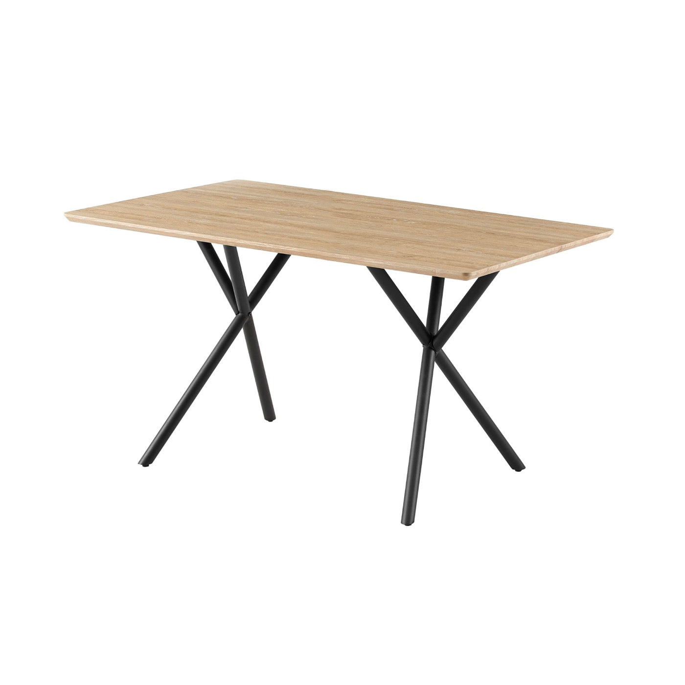 Alina - Mesa de comedor y patas cruzadas de metal - 4 personas - Natural