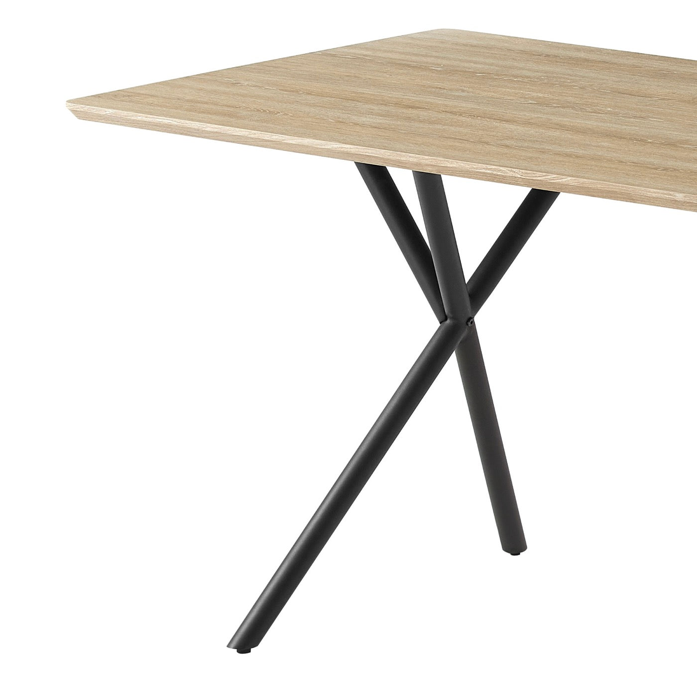 Alina - Mesa de comedor y patas cruzadas de metal - 4 personas - Natural