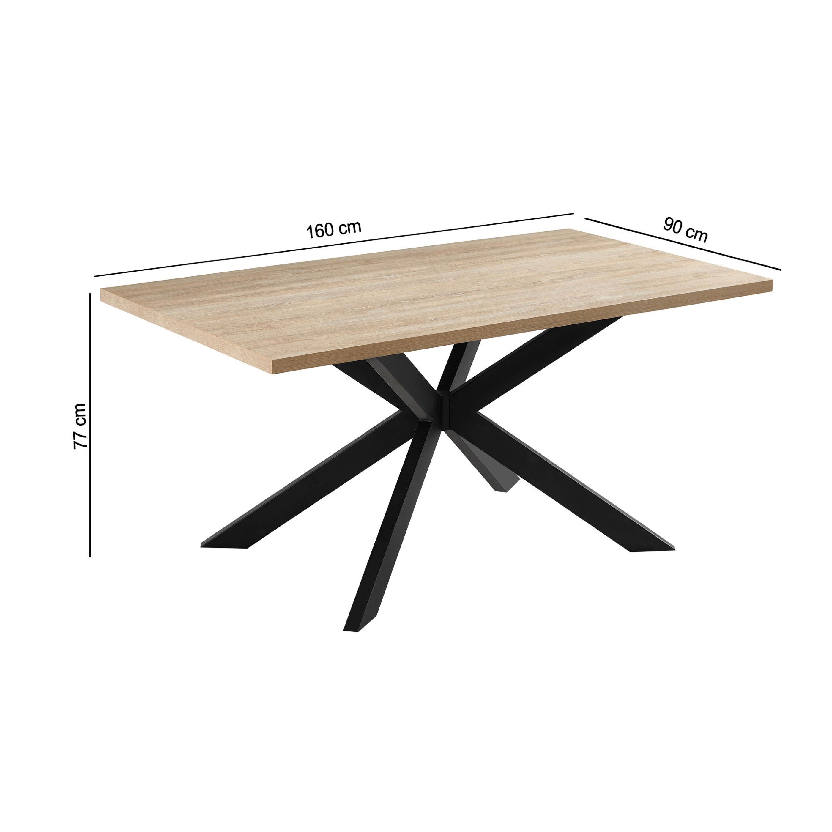 Alina - Metal Cross Legs Dining Table - 4 People - Natural
