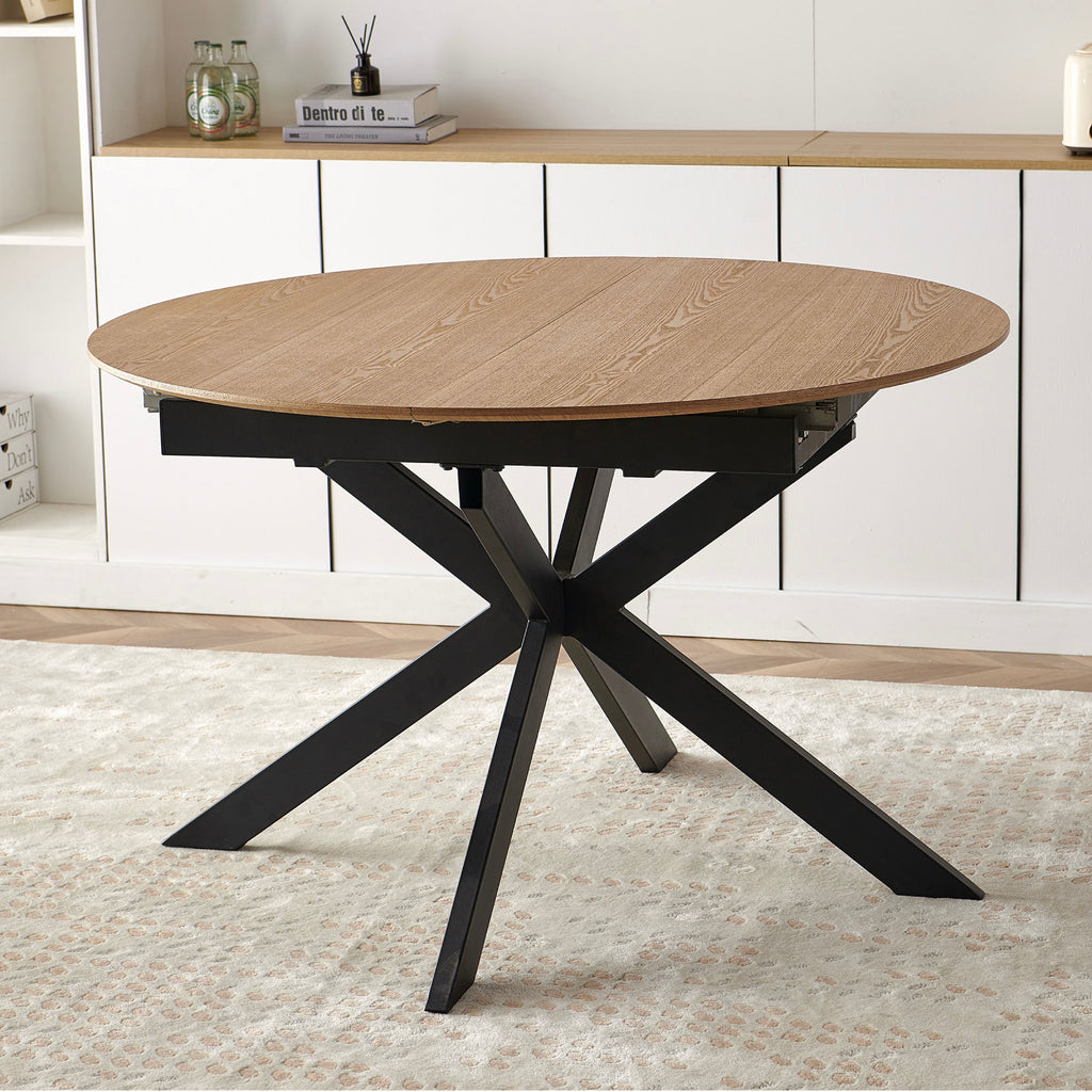 Venter - Table À Manger Extensible Pieds En Métal - Naturel