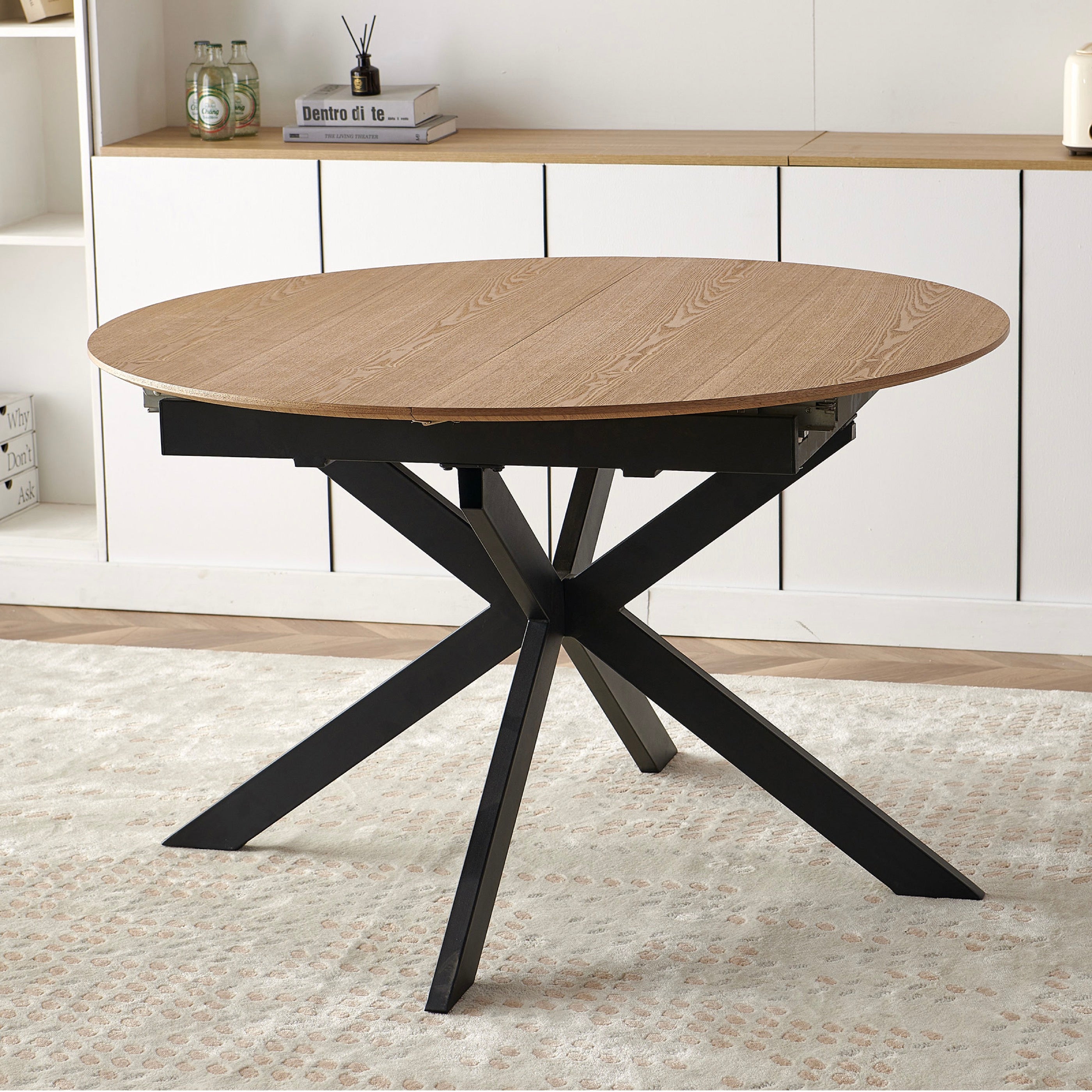 Venter - Table À Manger Extensible Pieds En Métal - Naturel
