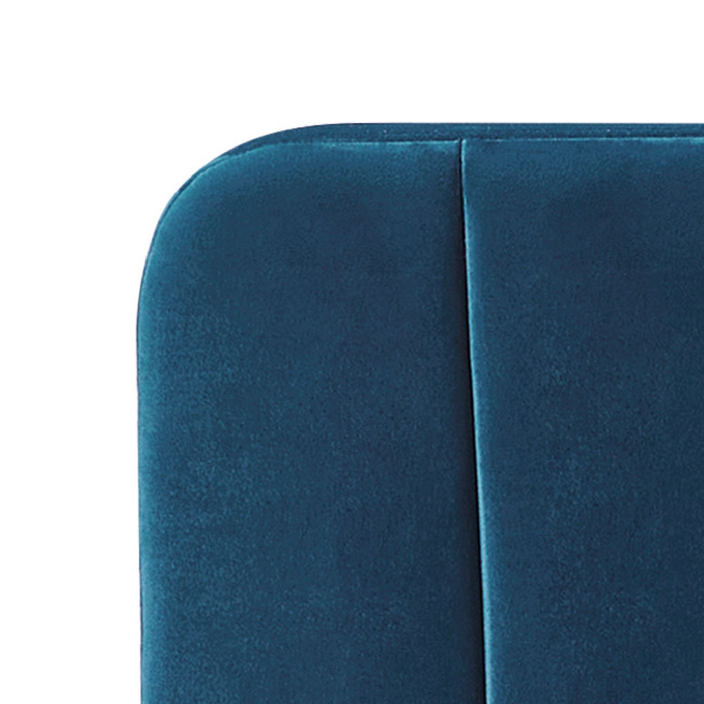 Aviala - Cama contenedor de terciopelo con cabecero + somier de láminas - Azul