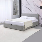 Aviala - Cama Baúl Boucle Con Cabecero + Somier - Gris Claro