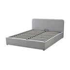 Aviala - Cama Baúl Boucle Con Cabecero + Somier - Gris Claro