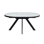 Inski - Mesa de comedor ovalada extensible - 6 plazas - Blanco