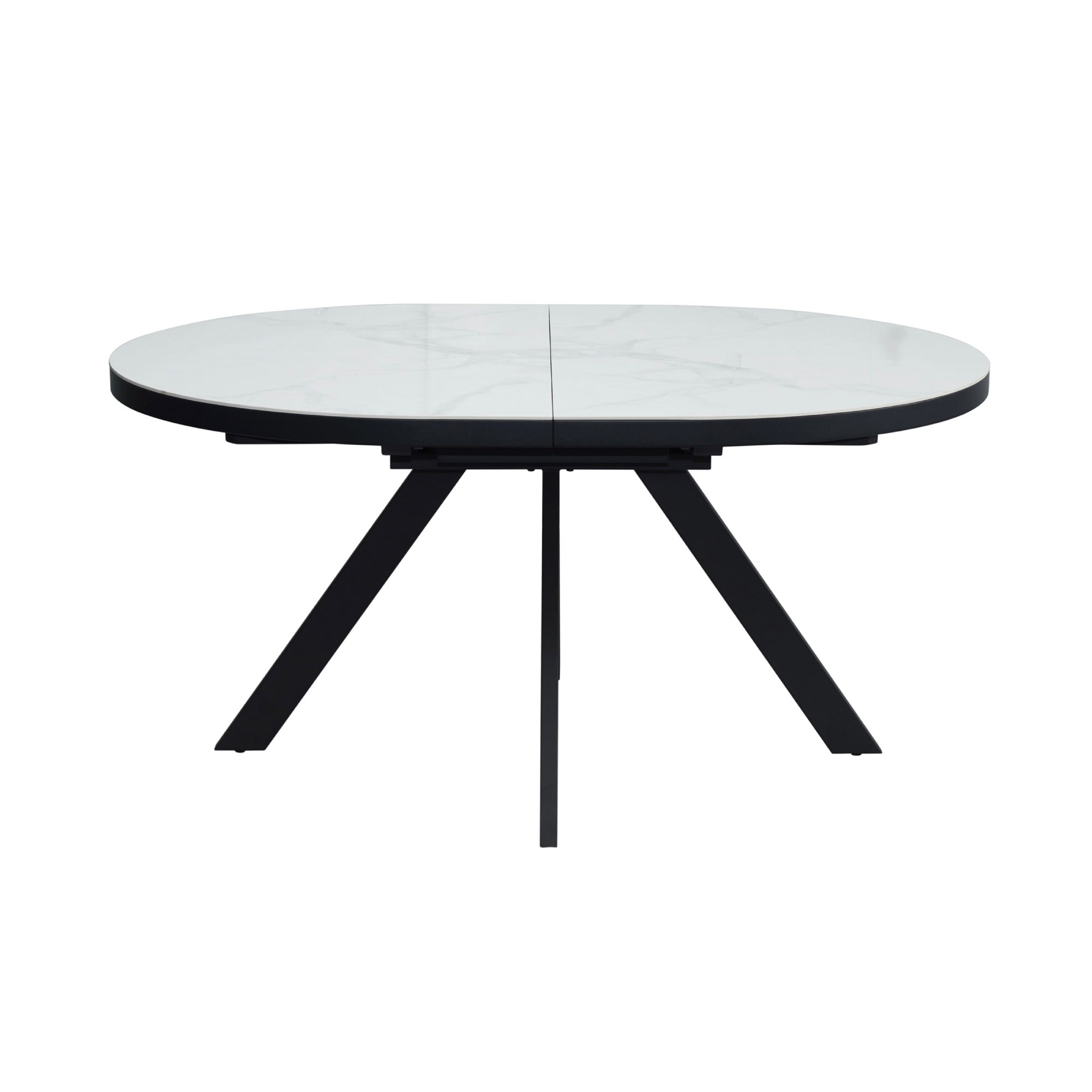 Inski - Mesa de comedor ovalada extensible - 6 plazas - Blanco