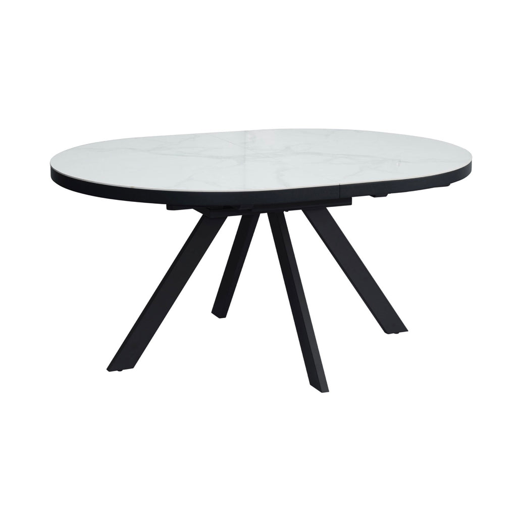 Inski - Mesa de comedor ovalada extensible - 6 plazas - Blanco